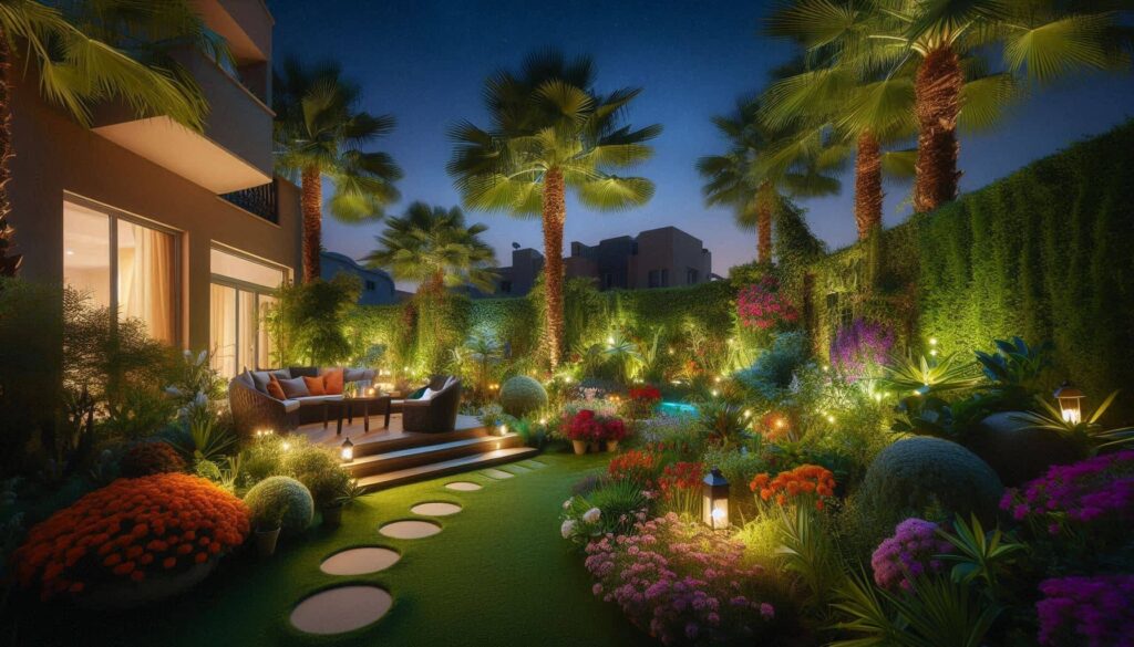 إضاءة حدائق منزلية ذكية يتم التحكم بها عبر الهاتف